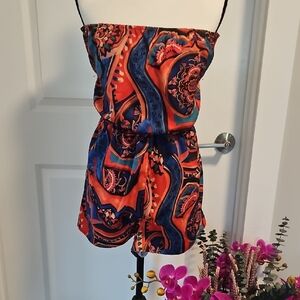 SHEIN Vibrant Patterned Strapless Jumpsuit